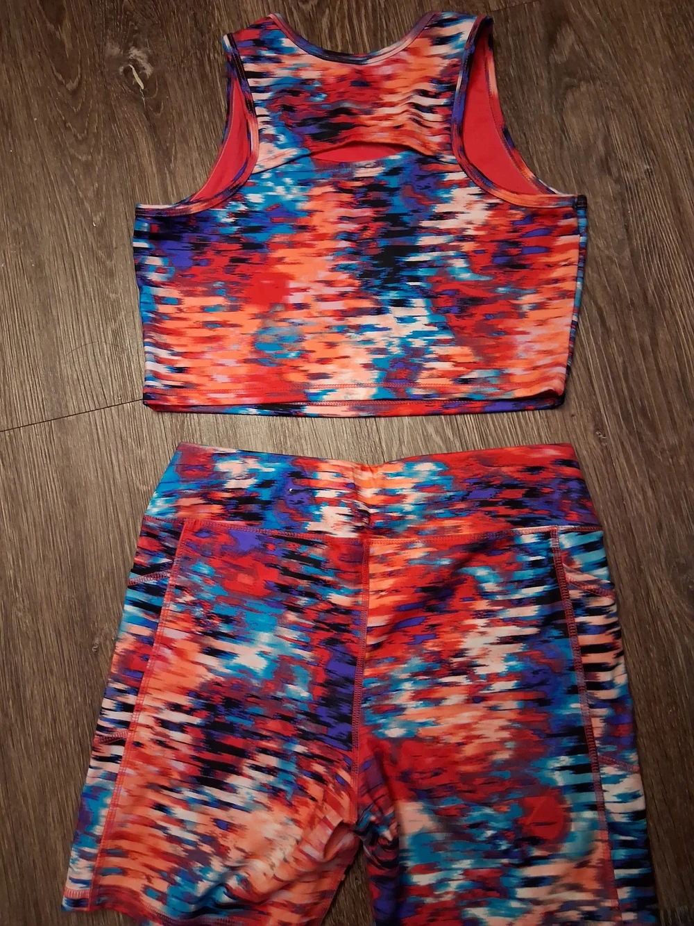 Girls Multicolor Active Crop Top & Bike Shorts Set - Vibrant Print